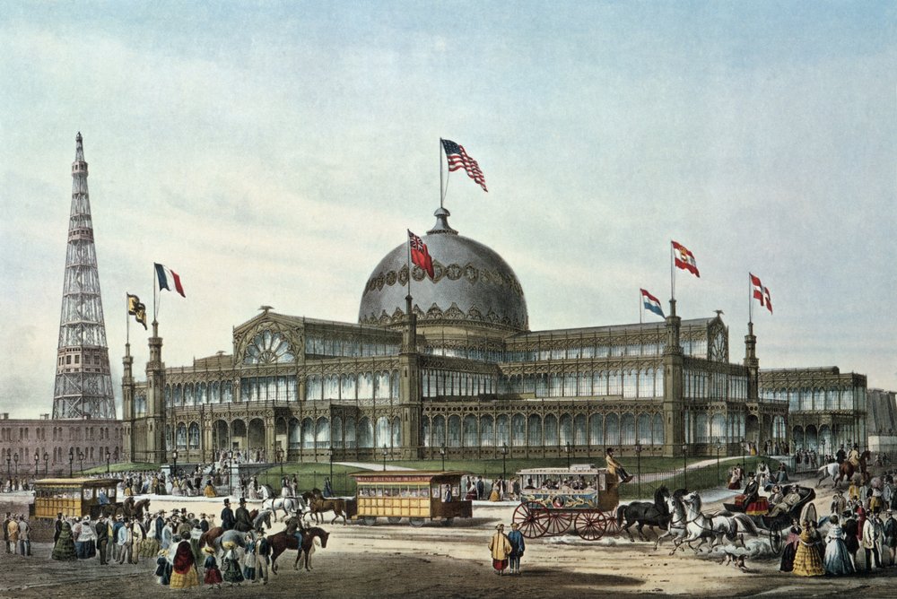 1940年代チェコ・クリスタルの教会ドーム 1853年に世界博覧会のために建てられたニューヨーククリスタルパレス